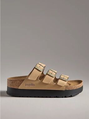 Papillio x Birkenstock Triple Buckle ‘Florida III Pap Flex Platform’ Sandal: Tan